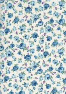 Sevenberry Japanese Ditsy Floral - Vintage Rose Blue