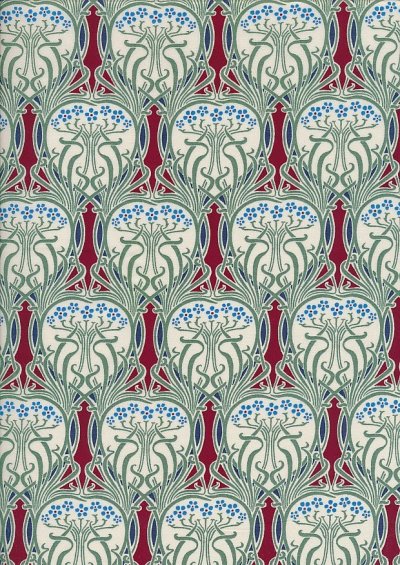 Pima Cotton Lawn - Red Art Nouveau