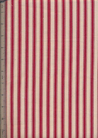 Canvas Ticking  - Red & Cream