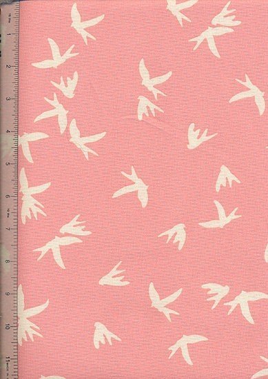 Linen Look Cotton - Birds Pink