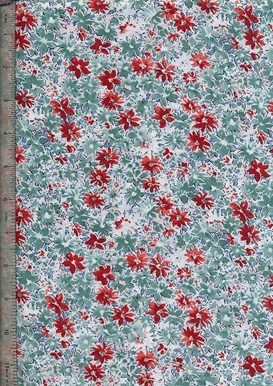 Peter Horton's South Island Lawn Collection - White With Green And Red Floral