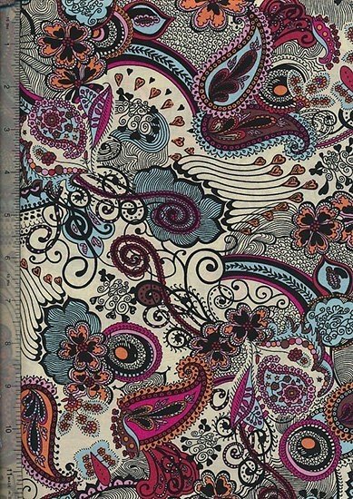 Peter Horton's South Island Lawn Collection - Cream With Pink And Blue Paisley
