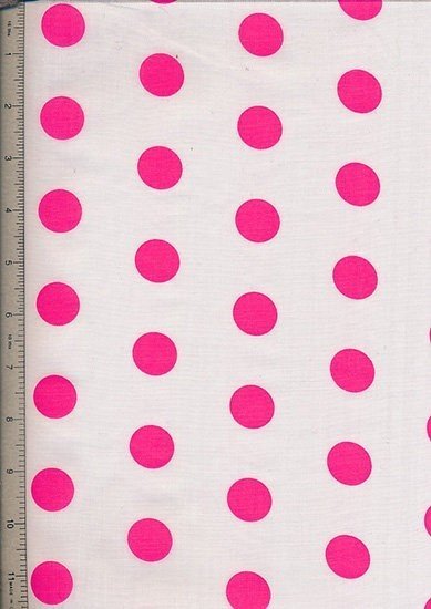 Poly Cotton Novelty - White With Pink Spot