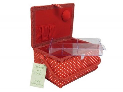 Medium Sewing Box -Red with White Dot MRM/19