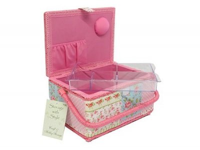 Medium Sewing Box -Pink Patchwork MRM/14