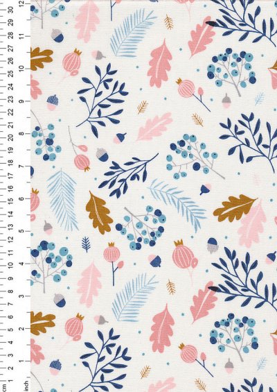 Andover Fabrics Forest Talk By Cathy Nordstrom - Pine White Blue A8486-BL