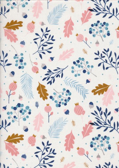 Andover Fabrics Forest Talk By Cathy Nordstrom - Pine White Blue A8486-BL