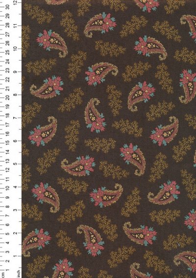 Andover Fabrics By Kathy Hall & Margo Krager - Small Pink Paisley Brown