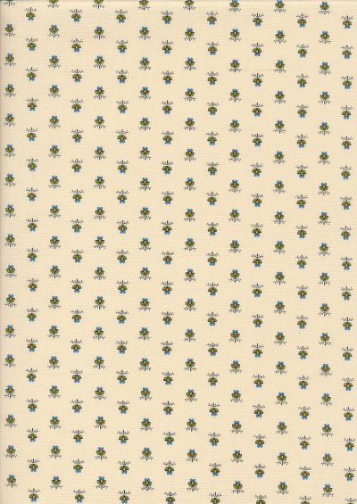 Andover Fabrics By Kathy Hall & Margo Krager - Blue Ditsy Flower Bloom Cream