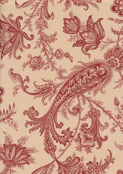 Andover Fabrics By Kathy Hall & Margo Krager - Red Paisley Mocha