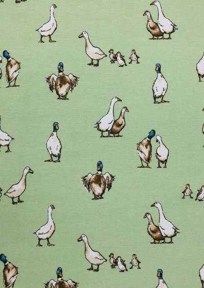 Chatham Glyn - Linen Look Popart Classic Ducks  Green