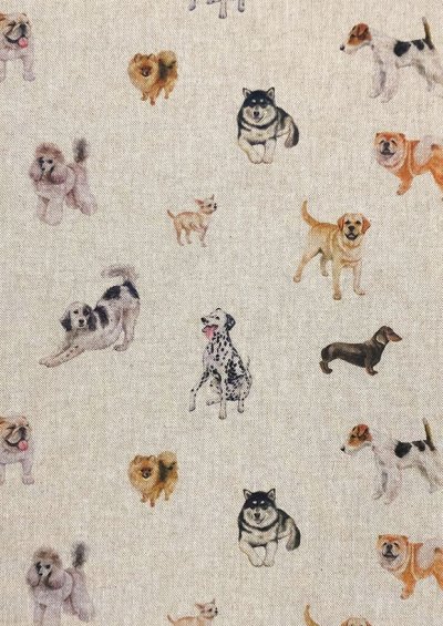 Chatham Glyn - Linen Look Popart Digital Print Dogs Galore