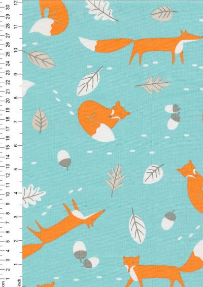 Chatham Glyn 54" Wide - Foxes On Turquoise