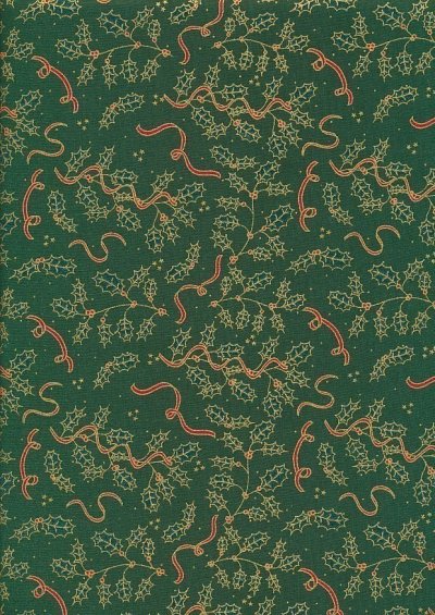 Craft Cotton Co. - Metallic Christmas Holly Sprigs Green