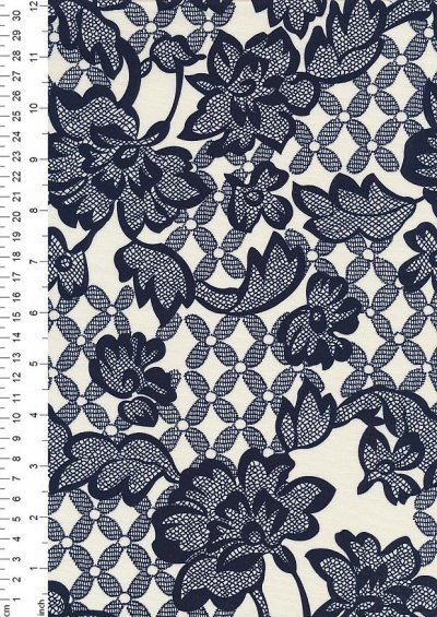 Cotton Print - 88681 Navy Floral On Cream
