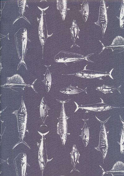 Cotton Print - 88613 Fish On Grey