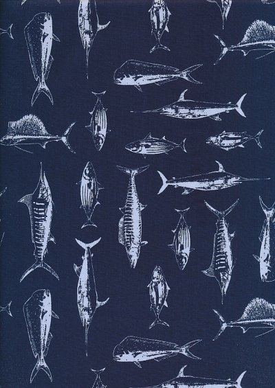 Cotton Print - 88612 Fish On Navy