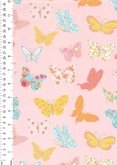 Quality Cotton Print - Butterfly Pink Butterflies