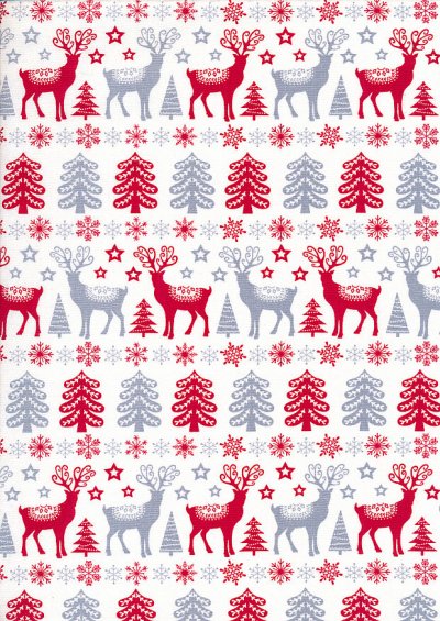 Craft Cotton Co - Christmas Scandi Stags Blue & Red