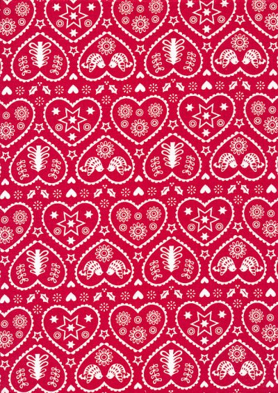 Craft Cotton Co - Christmas Scandi Hearts Red