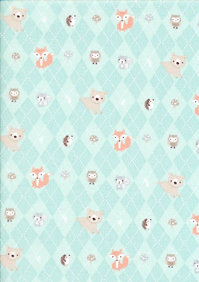Craft Cotton Co - 3 Wishes Little Forest Animals in Argle Turquoise