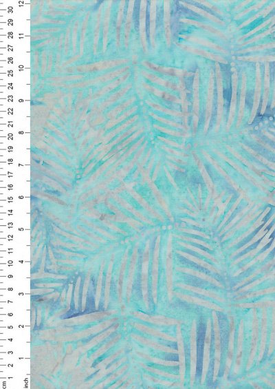 Doughty's Exclusive Bali Batik - Palm Leaves Grey On Turquoise