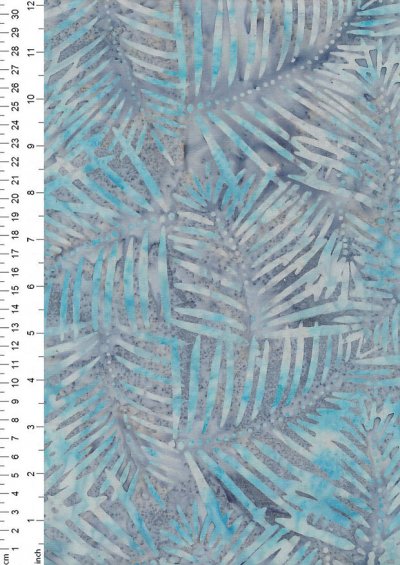 Doughty's Exclusive Bali Batik - Palm Leaves Turquoise On Grey