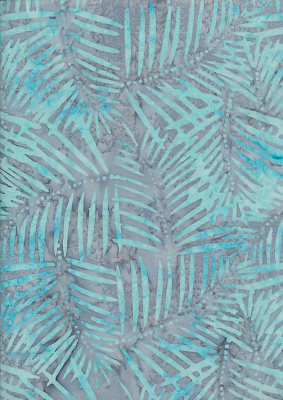 Doughty's Exclusive Bali Batik - Palm Leaves Turquoise On Grey