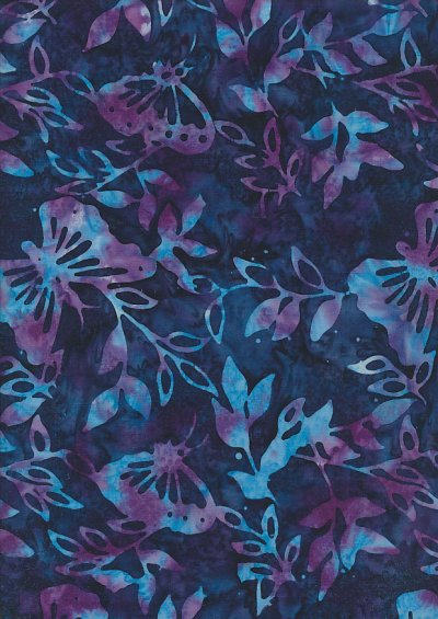 Doughty's Exclusive Bali Batik - Butterflies Purple On Blue