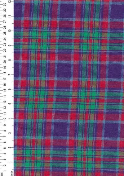 Brushed Cotton Check - Green, Red & Purple
