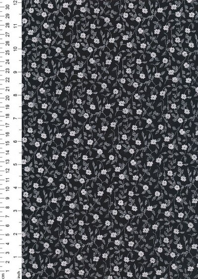 Viscose Elastine Light Weight Jersey Ditsy White Floral On Black