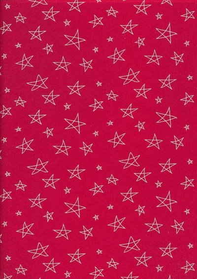John Louden Scandi Christmas - Cream Sketched Stars Red 2
