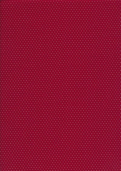 Brushed Cotton Twill Spot -White On red