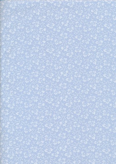 Poly Cotton Print - Floral Sky Blue