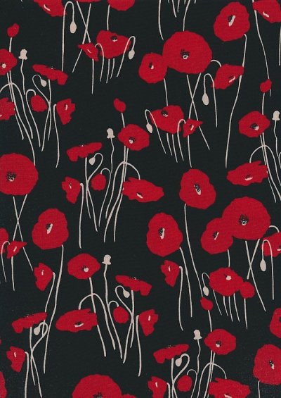 Polyester Hermione Georgette - Poppies On Black