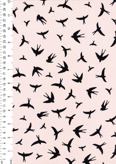 Creative Solutions Viscose - Swallows Black on Pale Pink