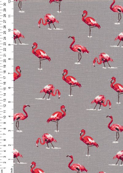 JLC Linen Mix - Flamingos Grey JLL0005