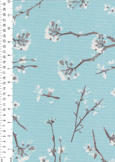 Linen Look Cherry Blossom - Blue 37241