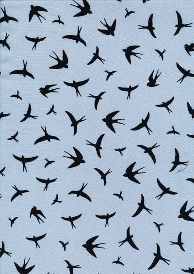 Creative Solutions Viscose - Swallows Black on Pale Blue