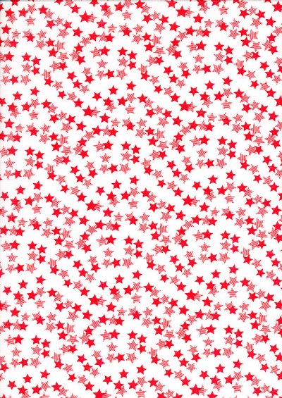 DOU Polycotton - Stars White and Red
