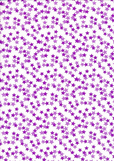 DOU Polycotton - Stars White and Purple