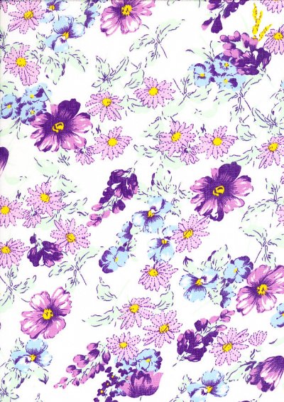 Poly Cotton - Floral Garden Purple