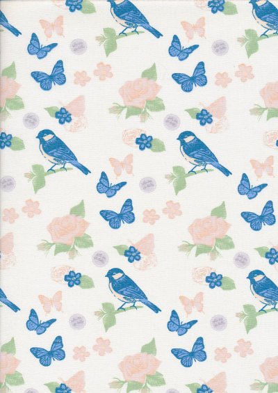 Fabric Freedom - Butterflies & Birds Collection FF242-3 CREAM