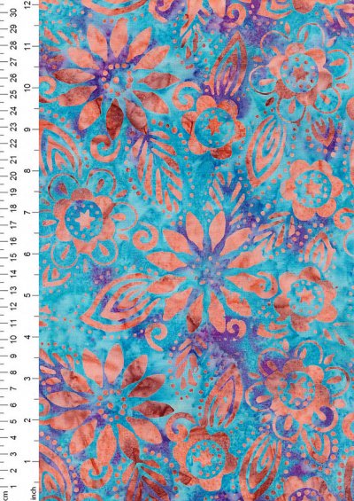 Fabric Freedom Bali Batik Stamp - Turquoise 157/e