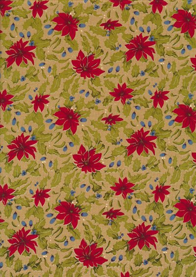 Fabric Freedom Traditional Gilded Christmas - Poinsettias FF507-2 Gold