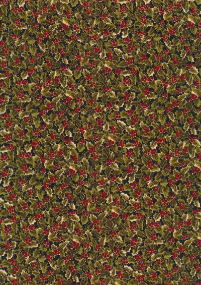 Fabric Freedom Traditional Gilded Christmas - Holly FF508-1 Black