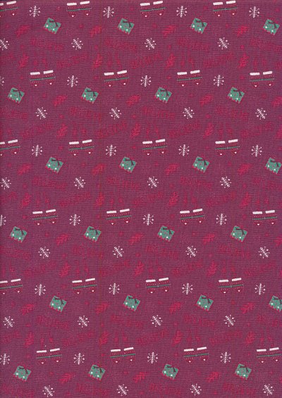 Fabric Freedom Winter Warmer - Presents & Mittens FF210-2 Red