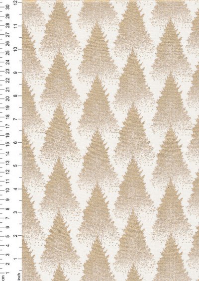 Fabric Freedom Christmas - Gold Forest Trees Ivory