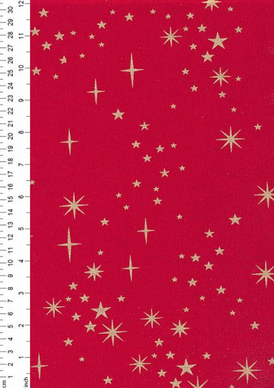 Fabric Freedom Christmas - Gold Stars Red