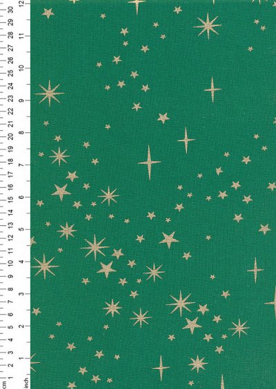 Fabric Freedom Christmas - Gold Stars Green